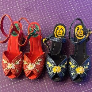 NWOB Miss L Fire Rattan Wedges size 38 (US 7)